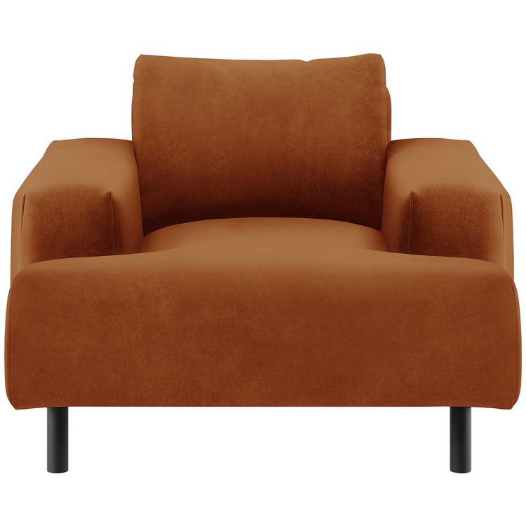 Habitat Julien Velvet Armchair - Orange