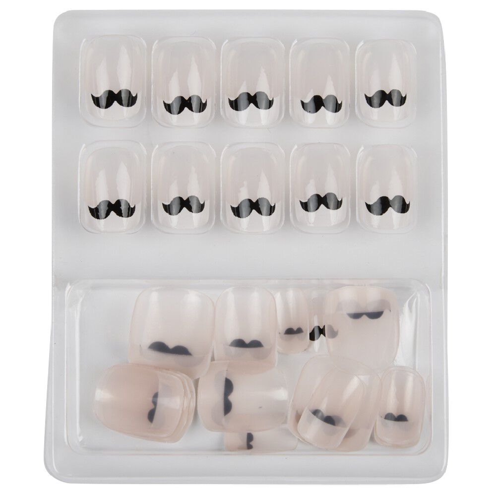Kit faux ongles motif moustache 24 pièces