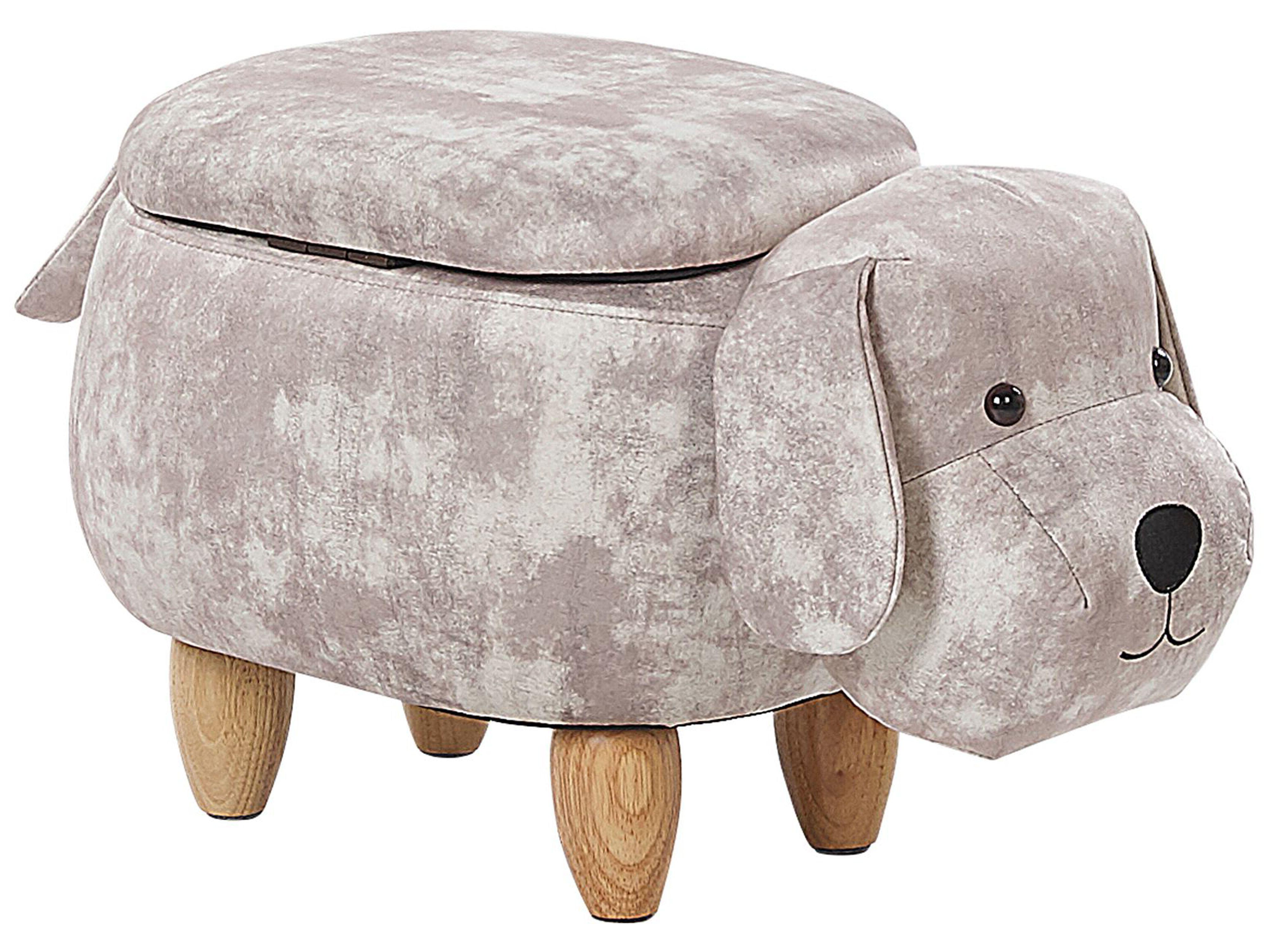 Storage Animal Stool DOGGY Velvet Beige Dog