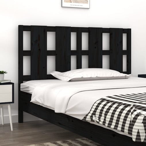 NNEVL Bed Headboard Black 140.5x4x100 cm Solid Wood Pine