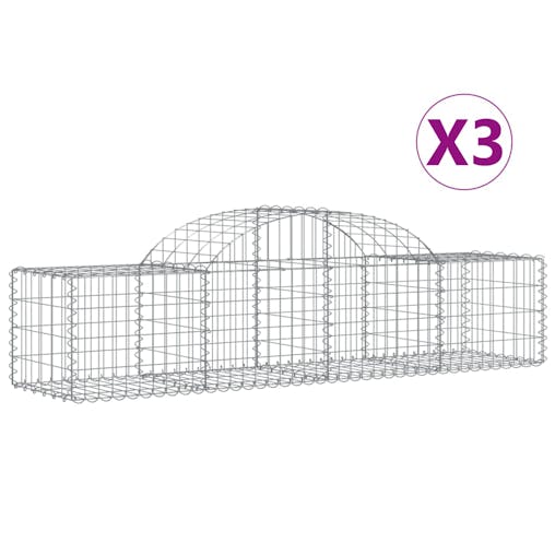 NNEVL Arched Gabion Baskets 3 pcs 200x50x40/60 cm Galvanised Iron