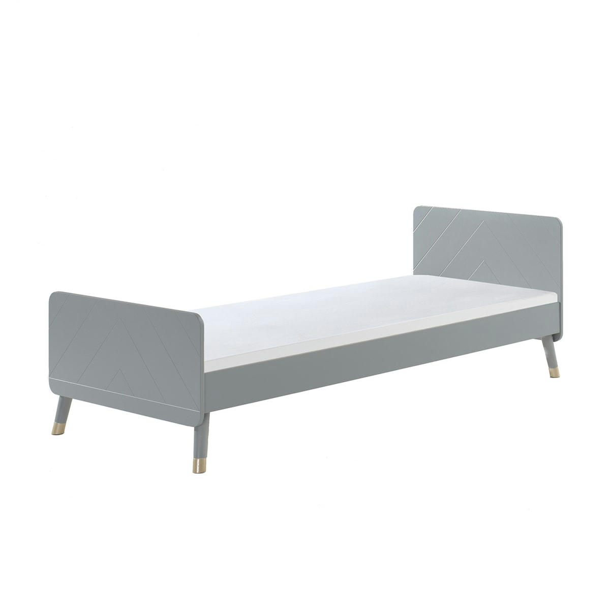 BILLY - Lit 90x200 sommier inclus gris noir