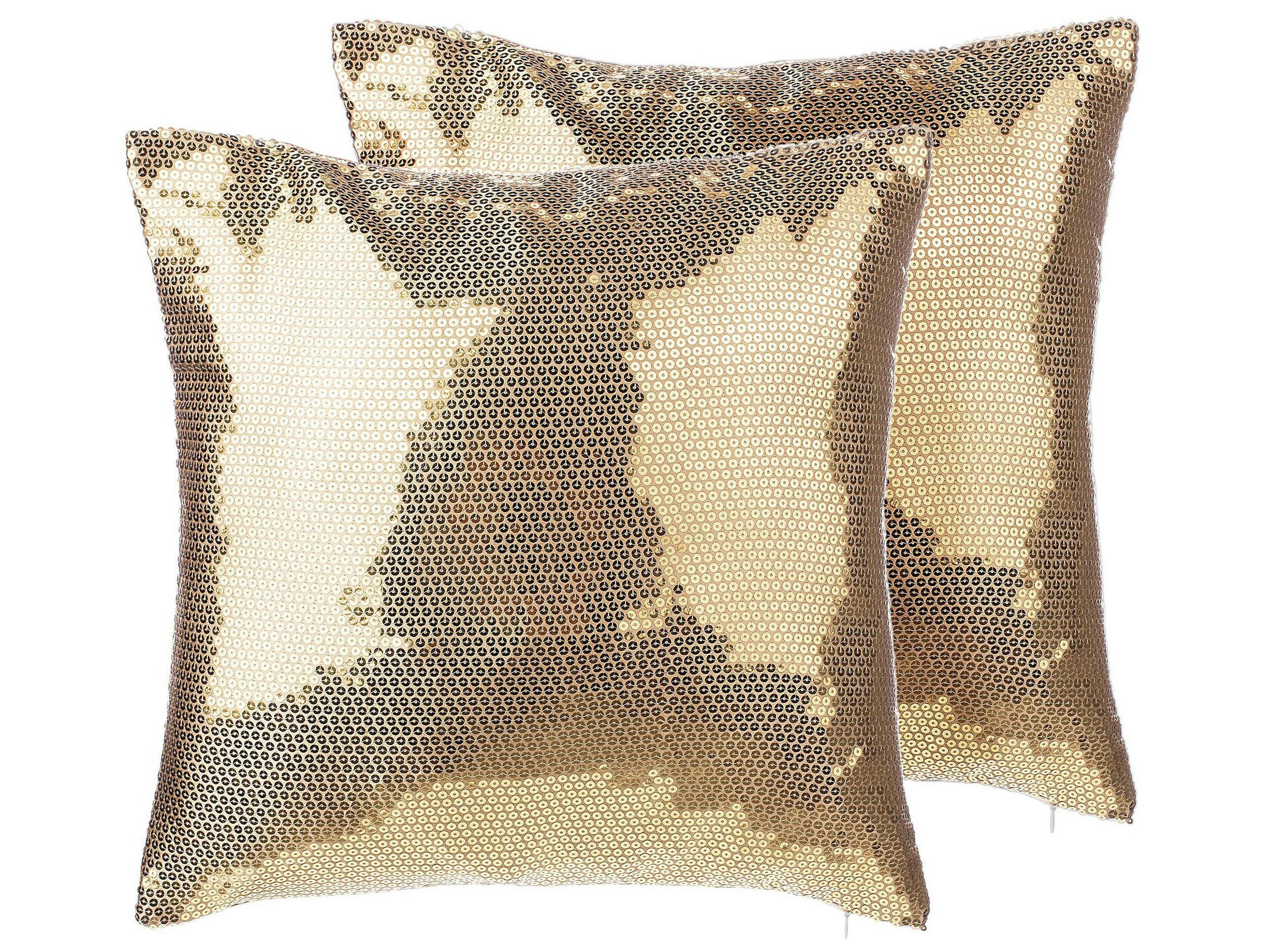 ASTER - Lot de 2 coussin décoratifs en tissu doré 45x12cm