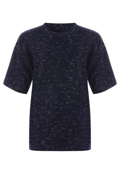 Older Boys Navy Space Dye Jersey Pyjama Top