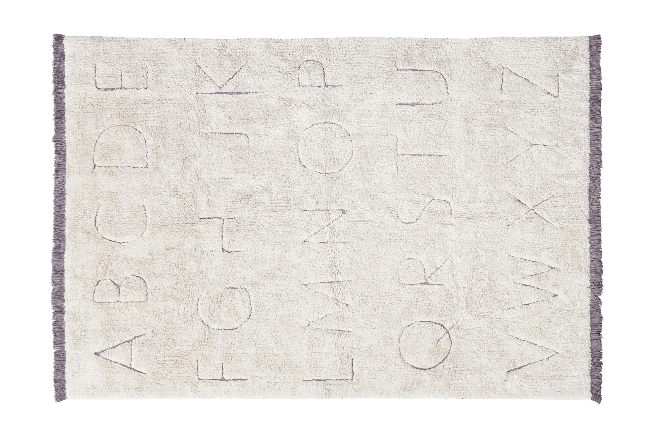 RUGCYCLED - Tapis lavable alphabet en coton blanc 140x200