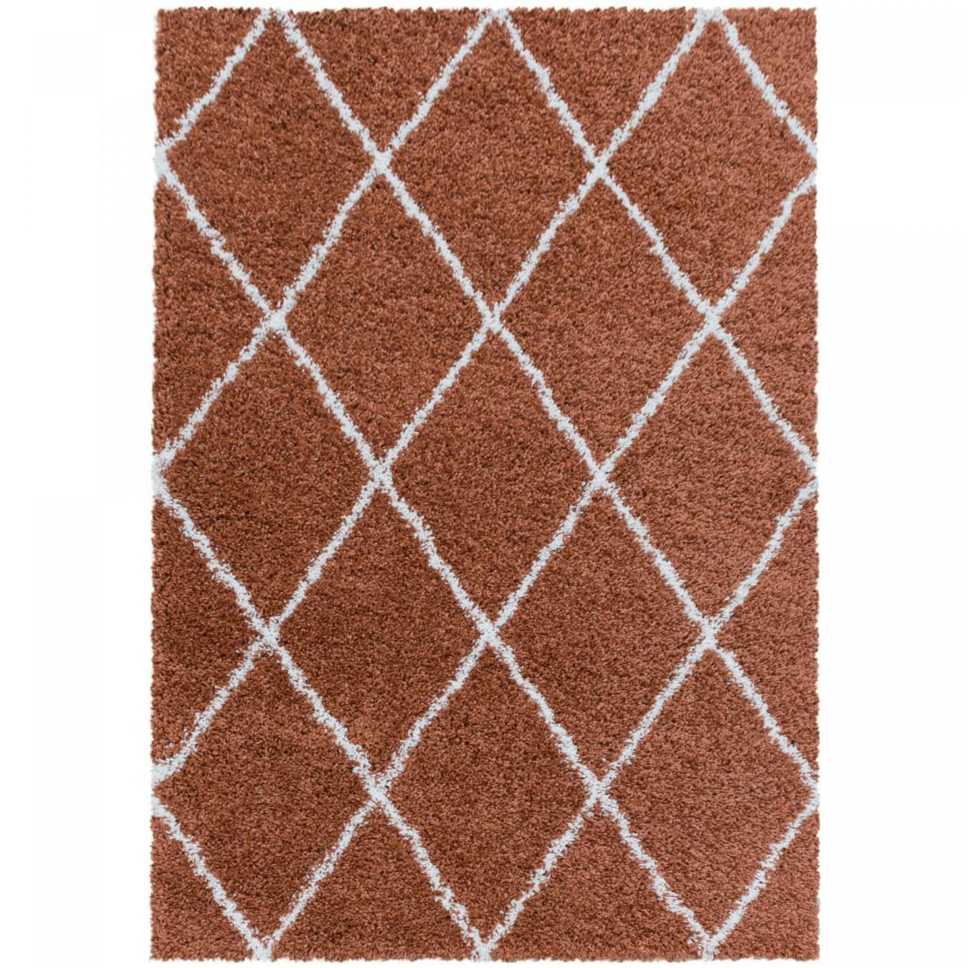 LOSANGES - Tapis de style géométrique terracotta et blanc 200x290cm