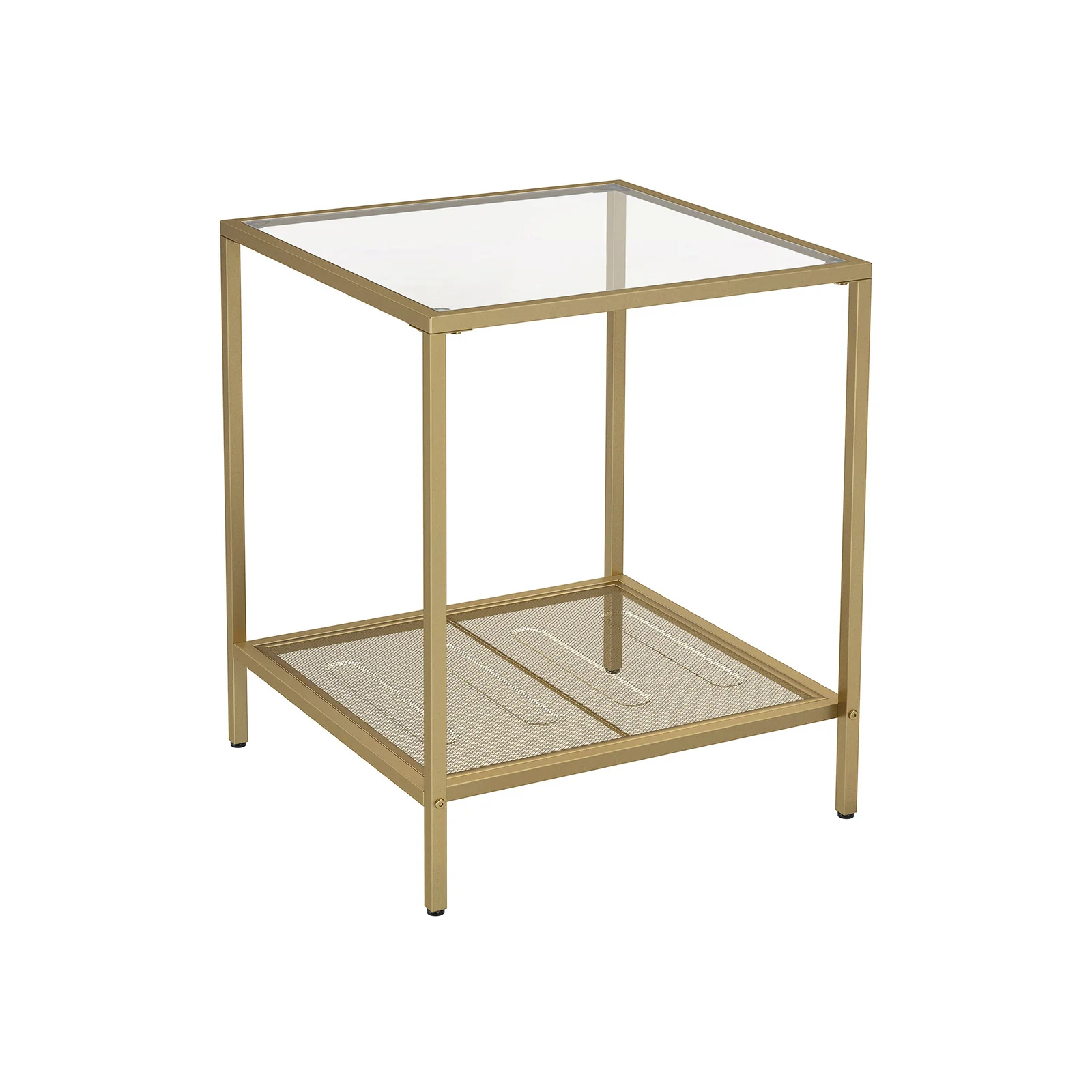 Table d’appoint carré verre doré