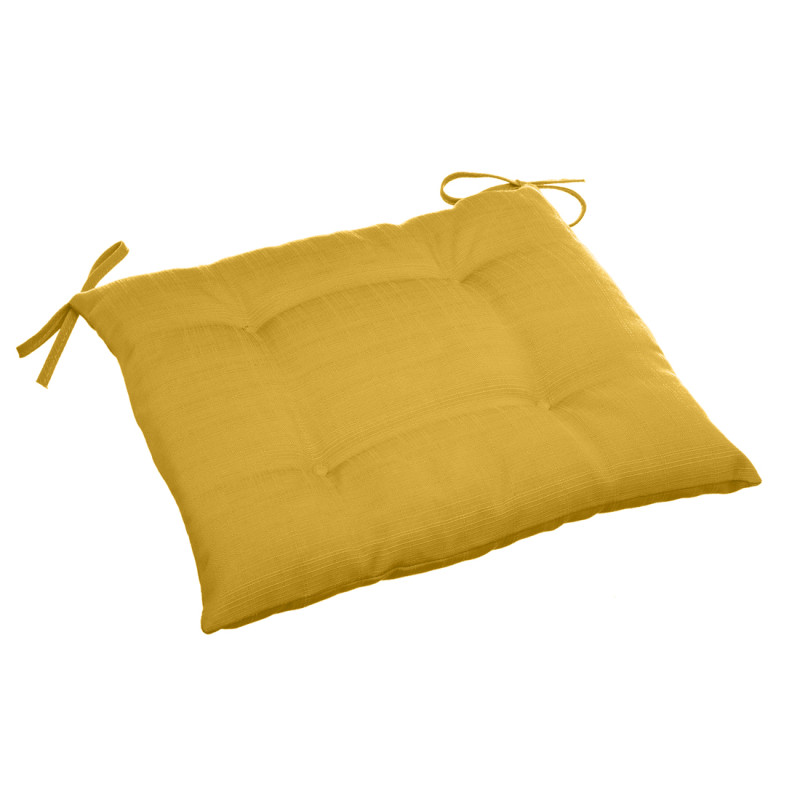 Galette de chaise matelassée Koraï moutarde 40 x 40 cm