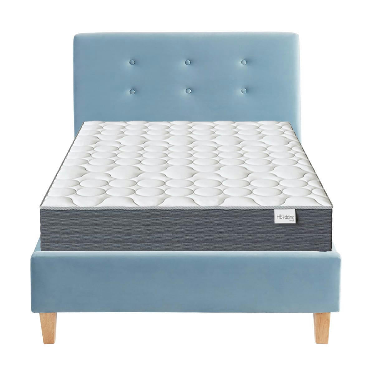 ENSEMBLE MILO - Pack lit enfant 90x190 + matelas +tête de lit - velours bleu