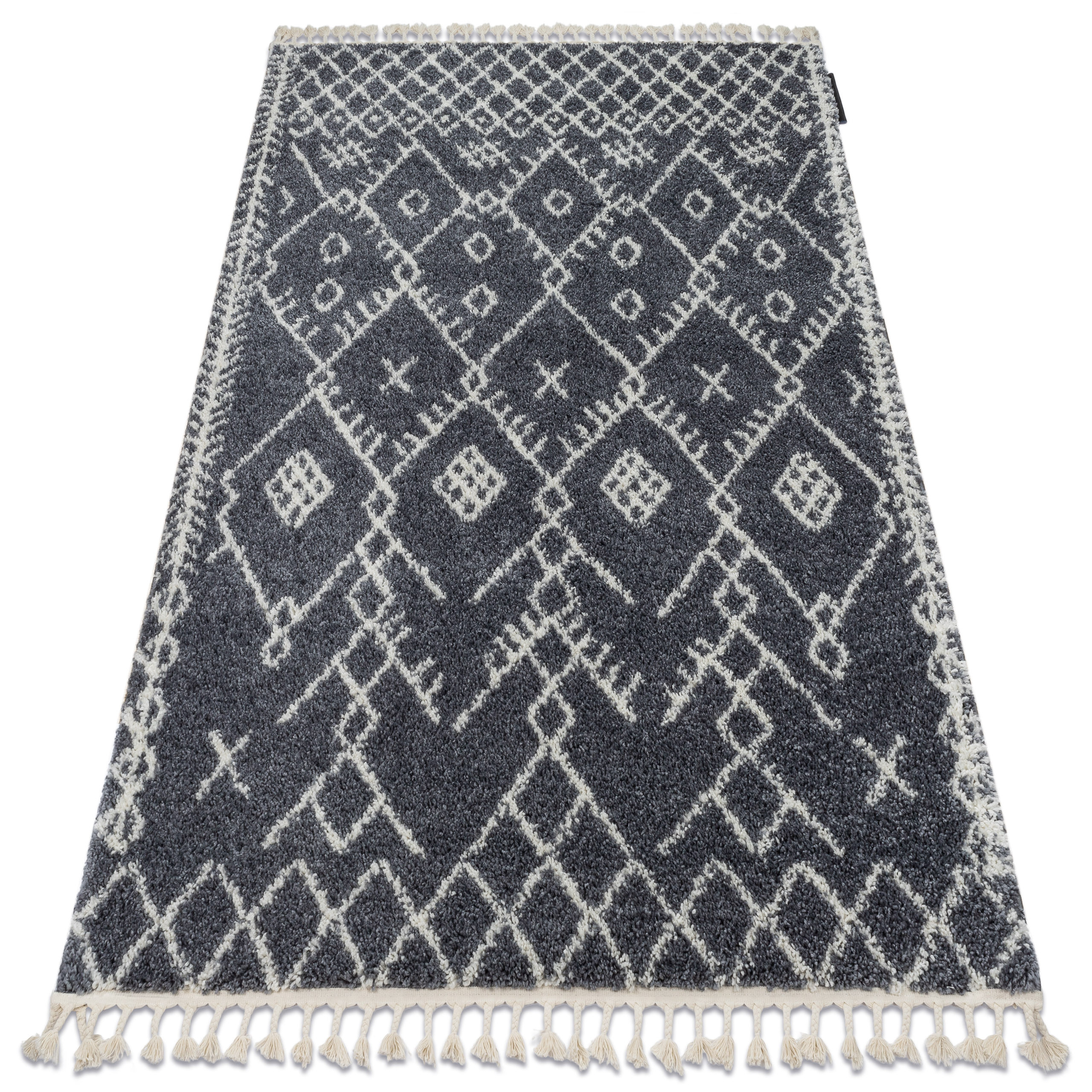 Dywan BERBER TANGER B5940 szary / biały Frędzle berberyjski 140x190 cm