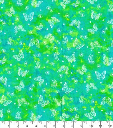 Fabric Traditions Teal Butterflies Cotton Fabric by Keepsake Calico
