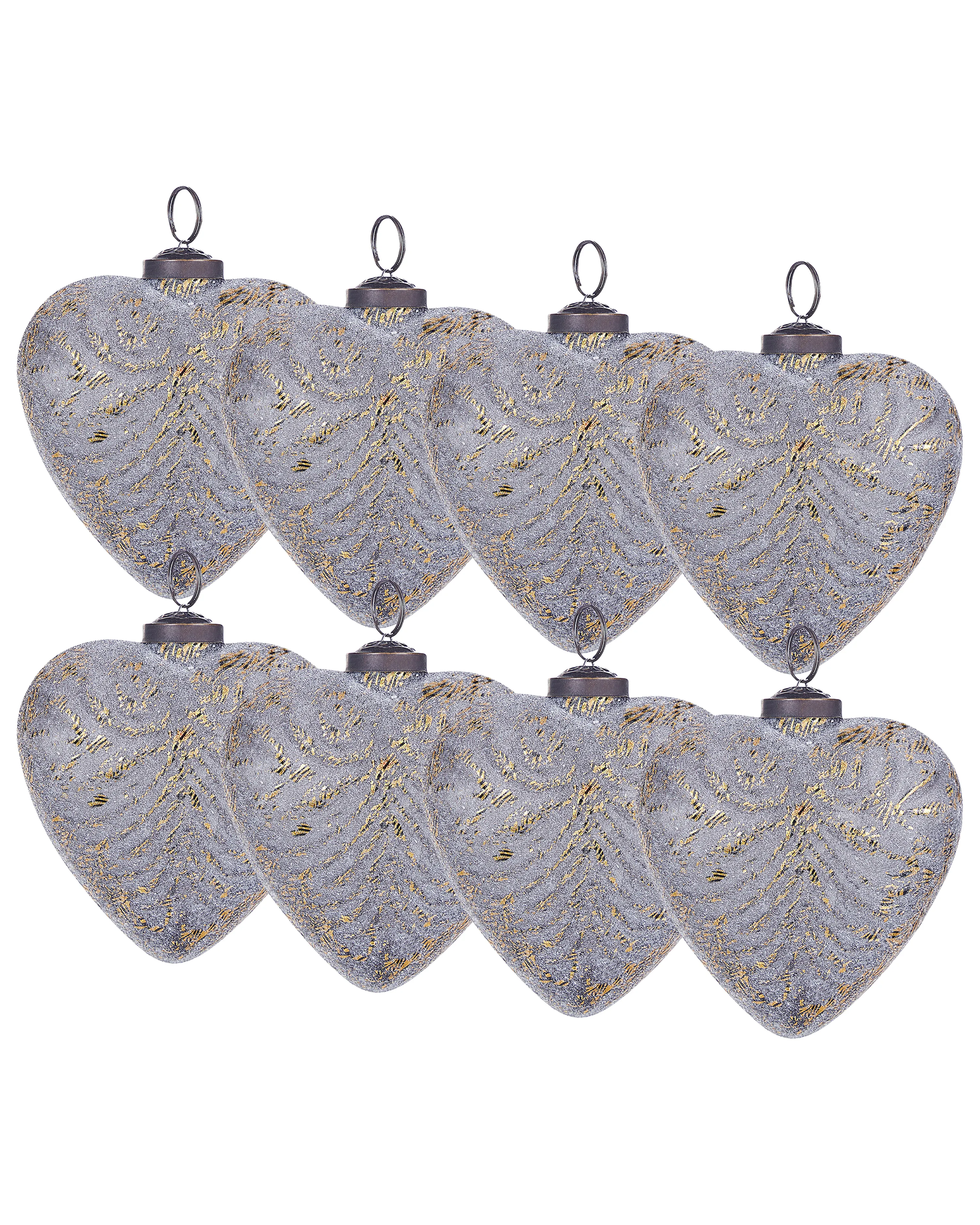 Set of 4 Baubles FERIABLE Glass Grey