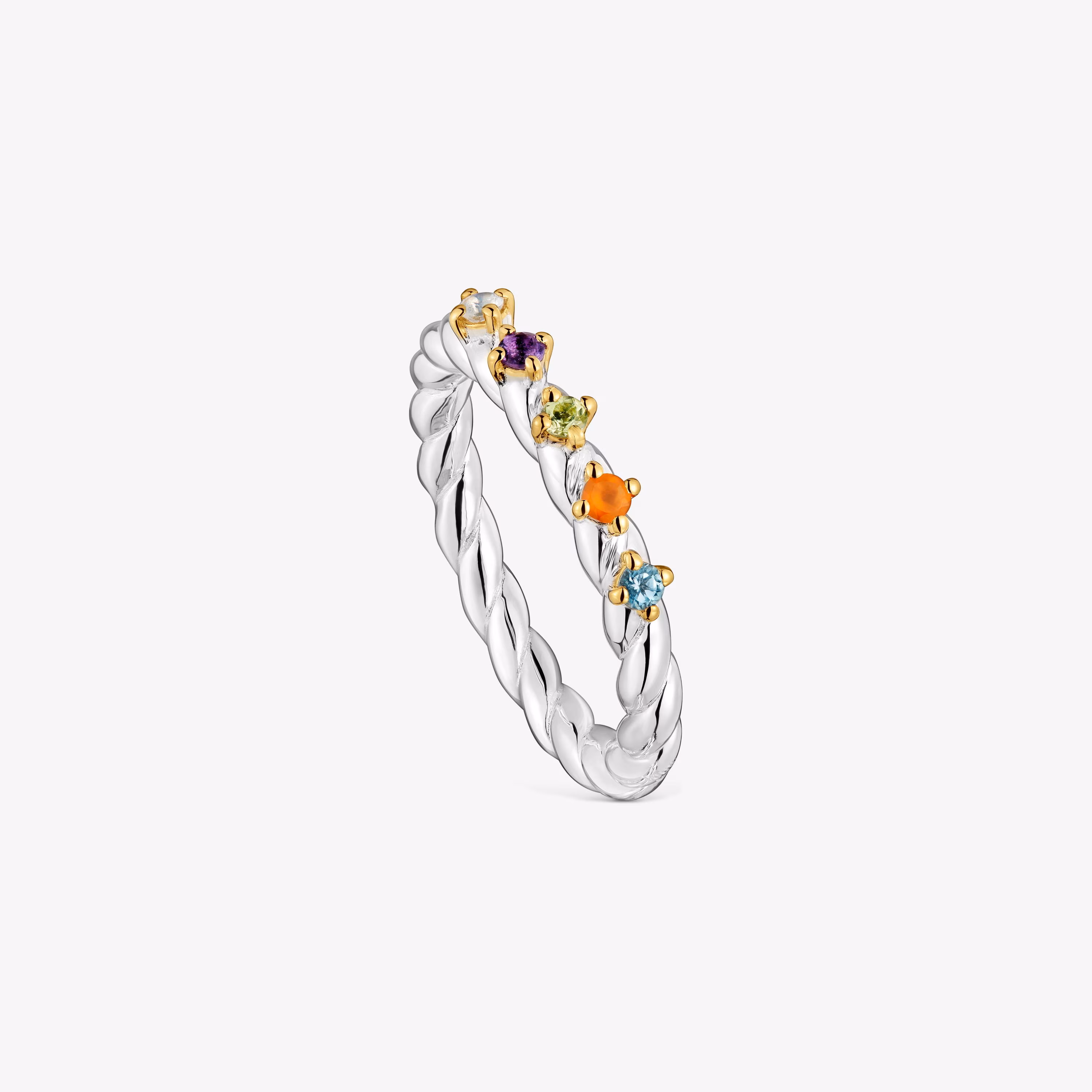 Anillo pequeño bicolor y gemas Sugar Party