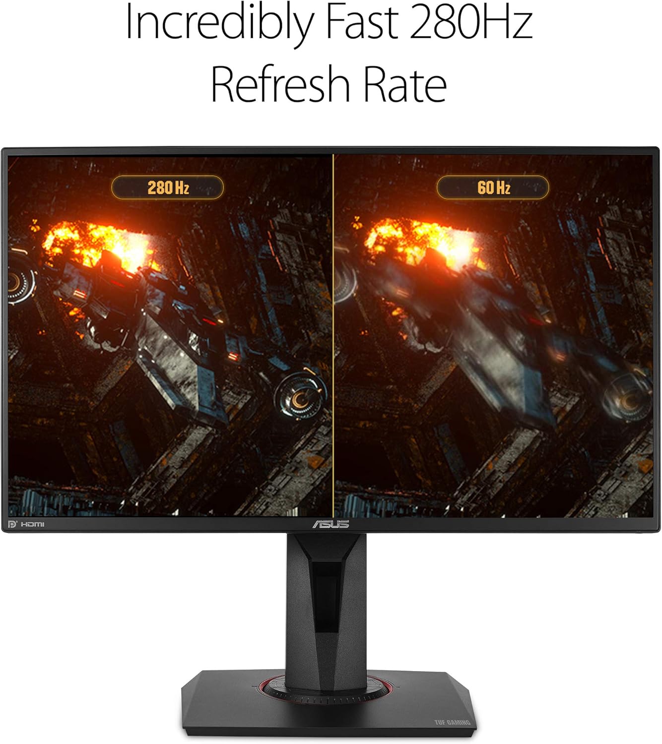 ASUS TUF Gaming VG259QM 24.5” Monitor  1080P Full HD (1920 x 1080)  Fast IPS  280Hz  G-SYNC Compatible  Extreme Low Motion Blur Sync 1ms  DisplayHDR 400  Eye Care  DisplayPort HDMI Black