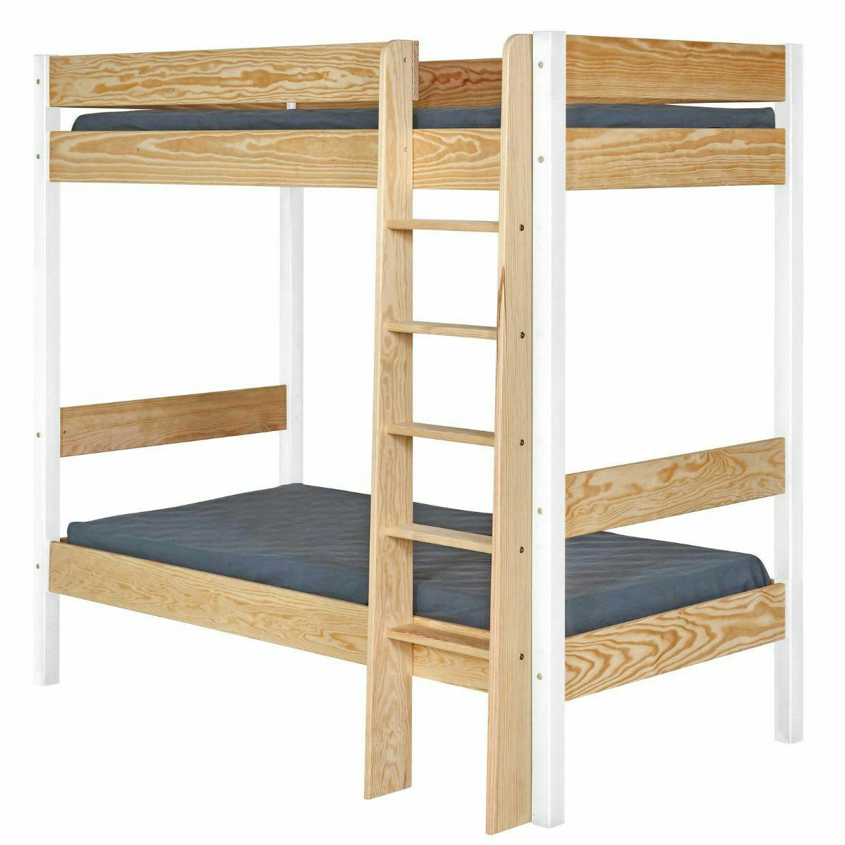 CLEA - Lit superposé 90x190 cm bois massif blanc et bois