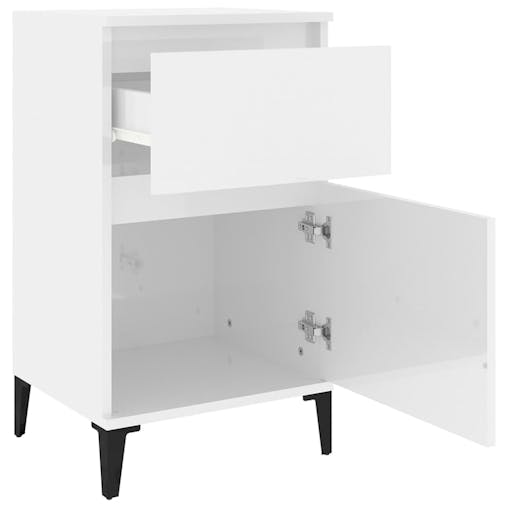 NNEVL Bedside Cabinets 2 pcs High Gloss White 40x35x70 cm