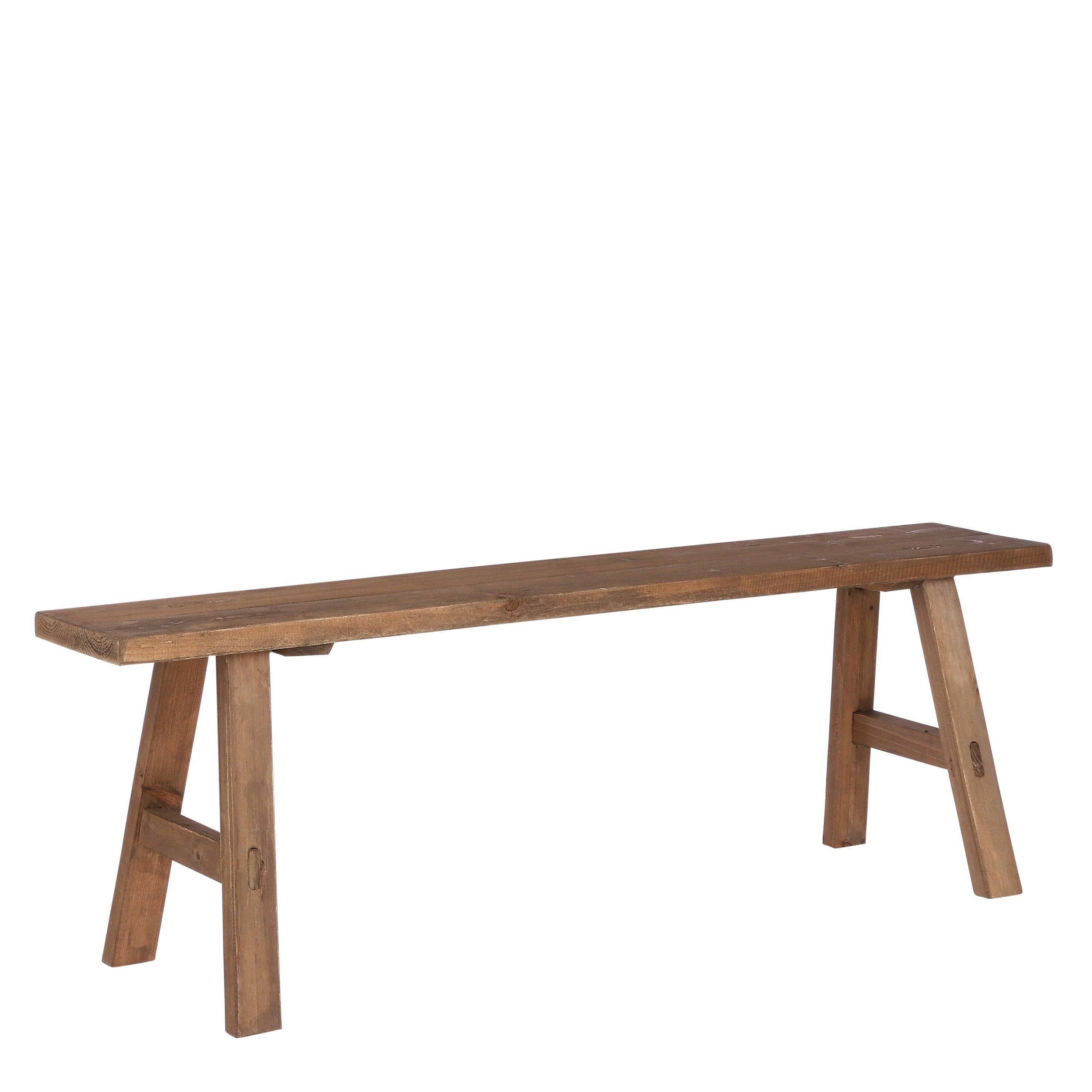 Mica Decorations Bold Houten Bankje - Bijzettafel of Plantentafel - 108 x 20 x 37 cm - Gerecycled Hout - Bruin