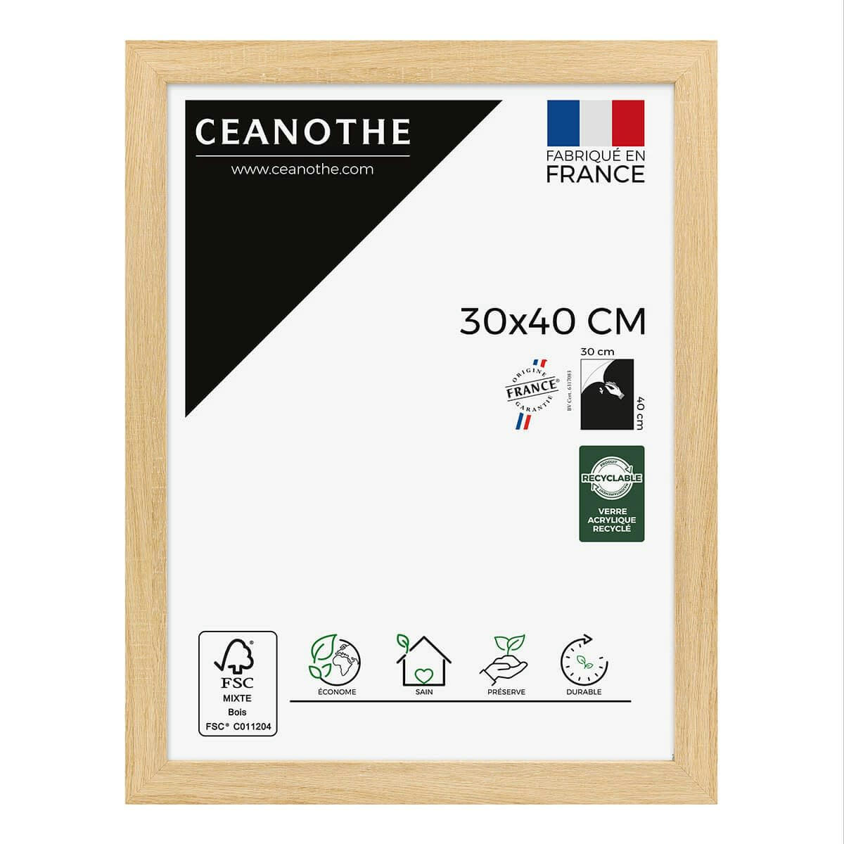 ETERNEL - Cadre photo design bois clair 30x40 cm bois reconstitué fsc