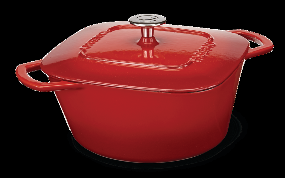 PADERNO Dutch Oven, Durable Cast Iron, Oven Safe, Red, 5qt