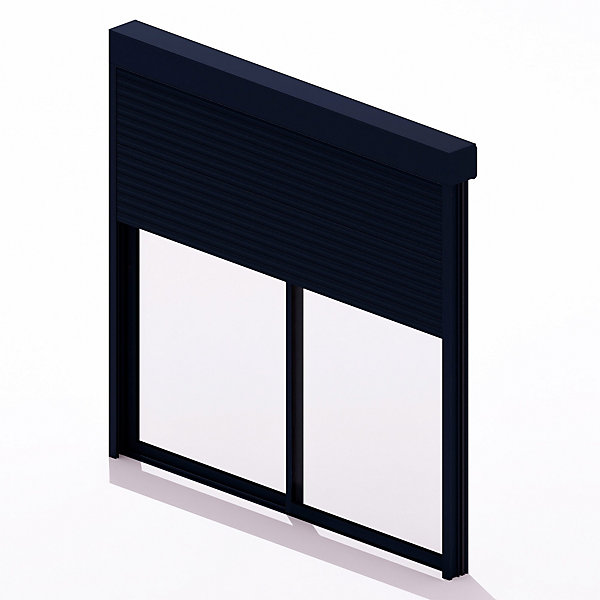 Baie coulissante en aluminium bicolore avec volet roulant électrique intégré motorisation SOMFY l.240 x H.200 cm Uw=2