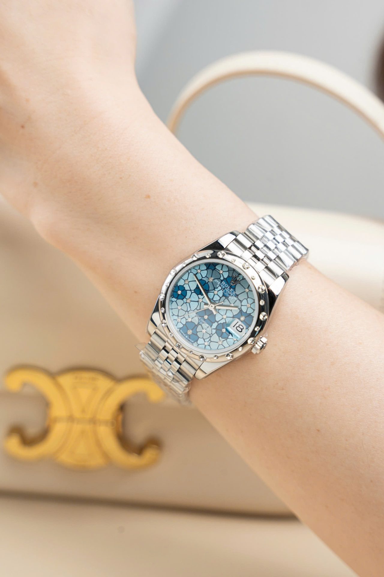 Rolex Datejust 278344 316L Steel Flower Blue Dial CZ Diamonds 31mm Jub AAA Replica