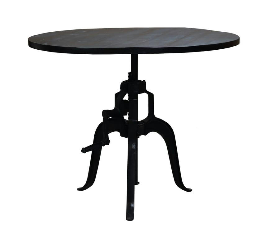 MANIVELLE 100 - Table repas réglable ronde noir D100