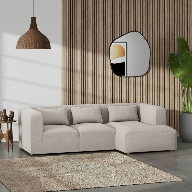 Habitat Lars Right Hand Corner Sofa - Stone - Ash Leg