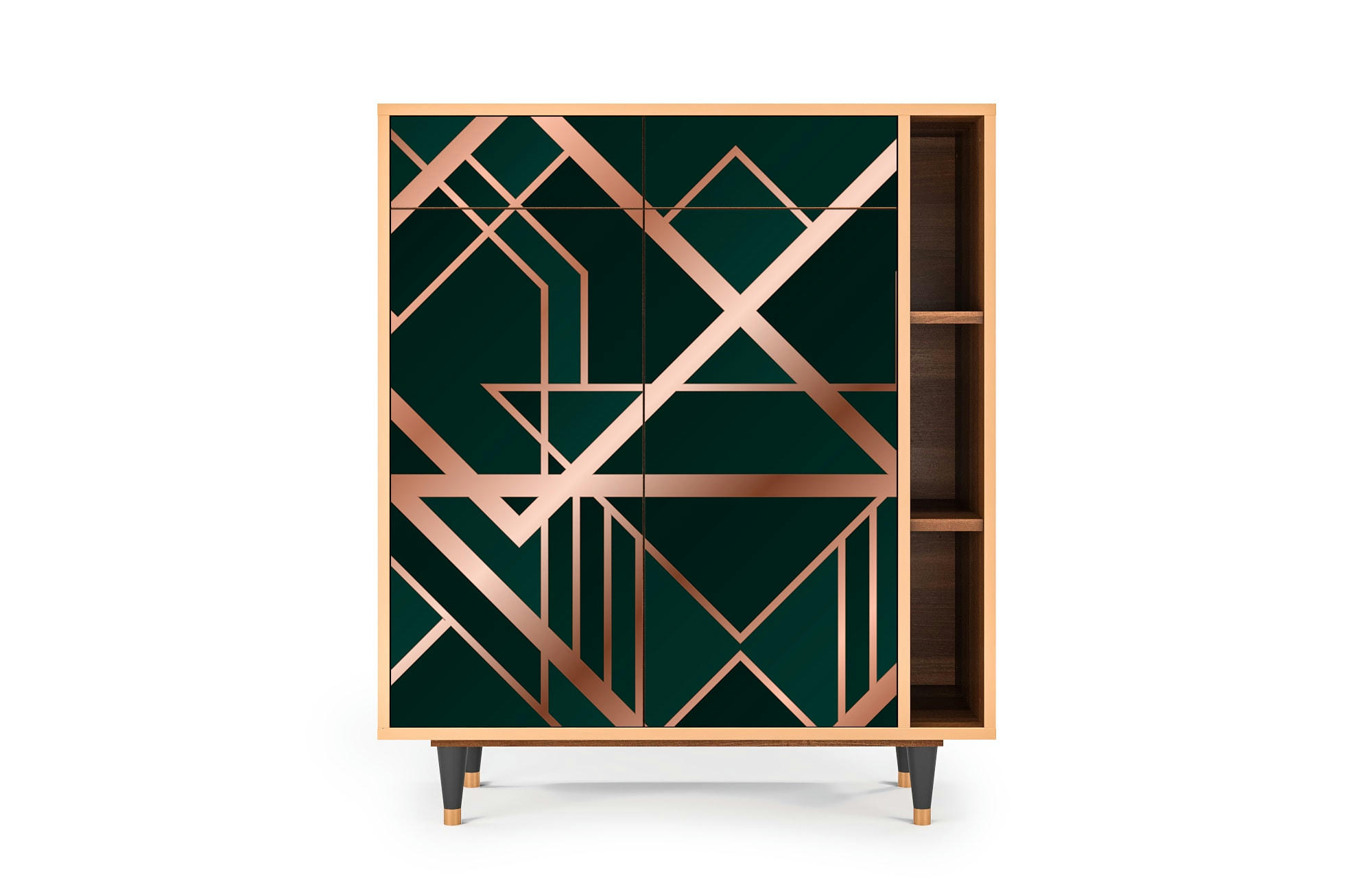 EMERALD GATSBY - Buffet  vert 2 tiroirs et 2 portes L 94 cm