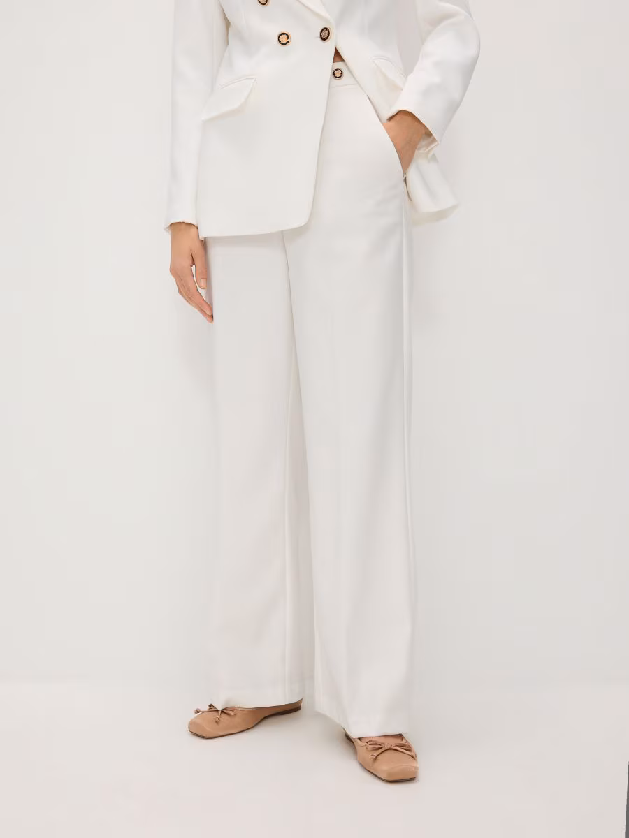 Viscose Blend Trousers With Pressed Crease