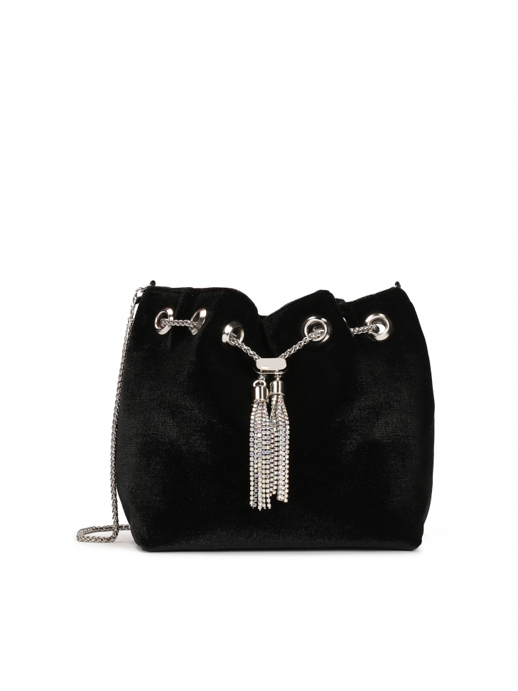 Black handbag made of soft material