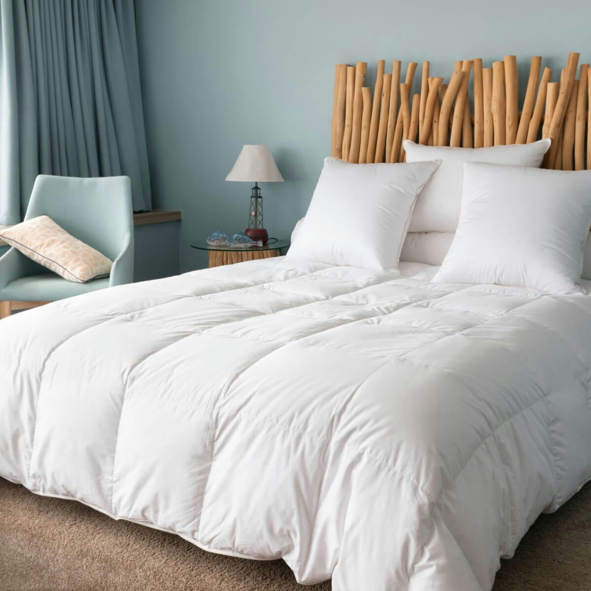 ÉTÉ - Couette naturelle légère en duvet et coton bio 200x200 cm