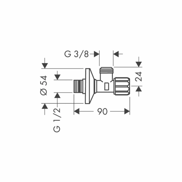 Eckventil, mit Schmutzfilter, BxH: 5,4x5,4 cm, chromfarben