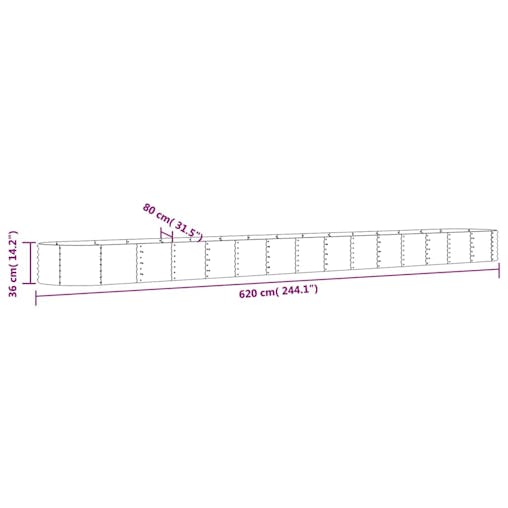 NNEVL Garden Planter Powder-coated Steel 620x80x36 cm Grey