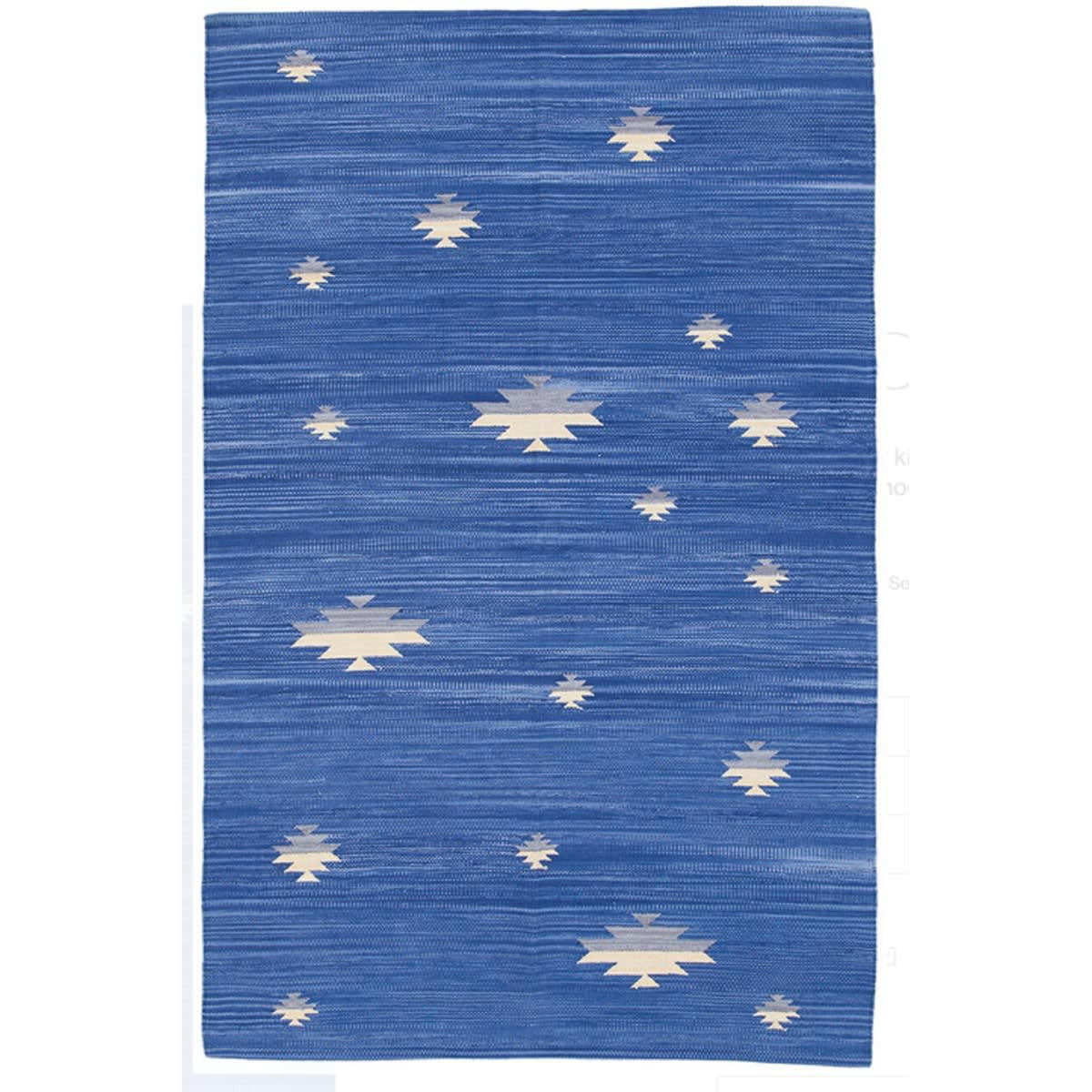 LANAI - Tapis de salon en coton bleu 160x230 cm