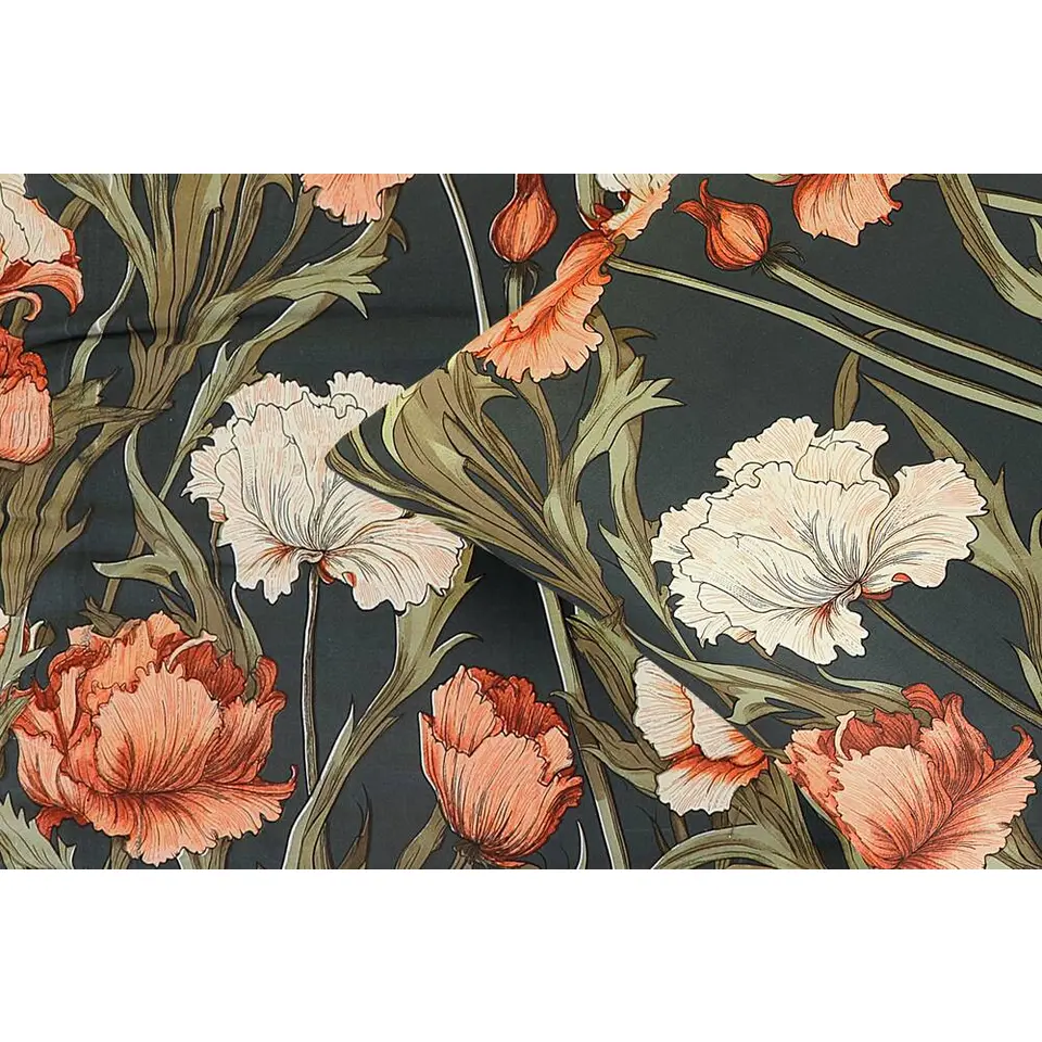 Dekbedovertrek Fleur - zwart/geel - 240x200/220 cm