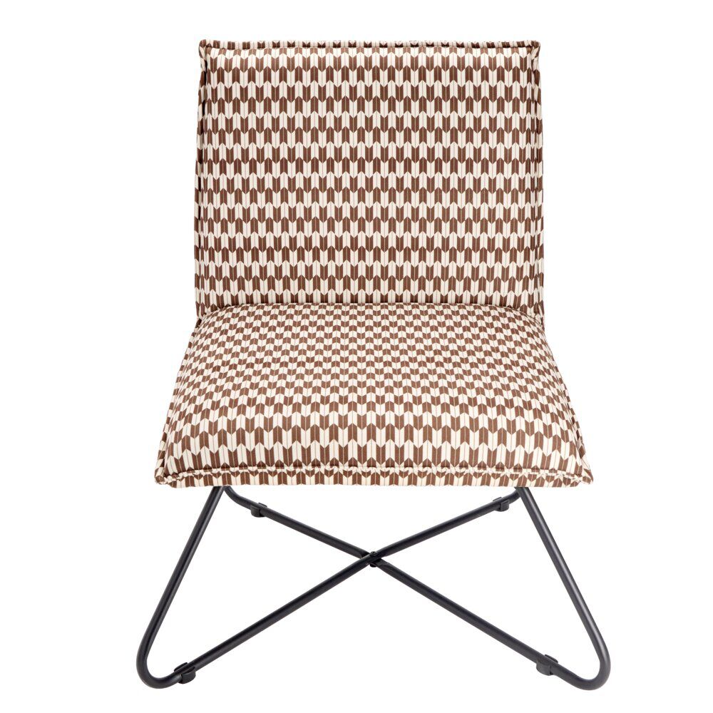 Fauteuil relax Joseph pied métal noir et tissu marron et noir 75x65xH78cm