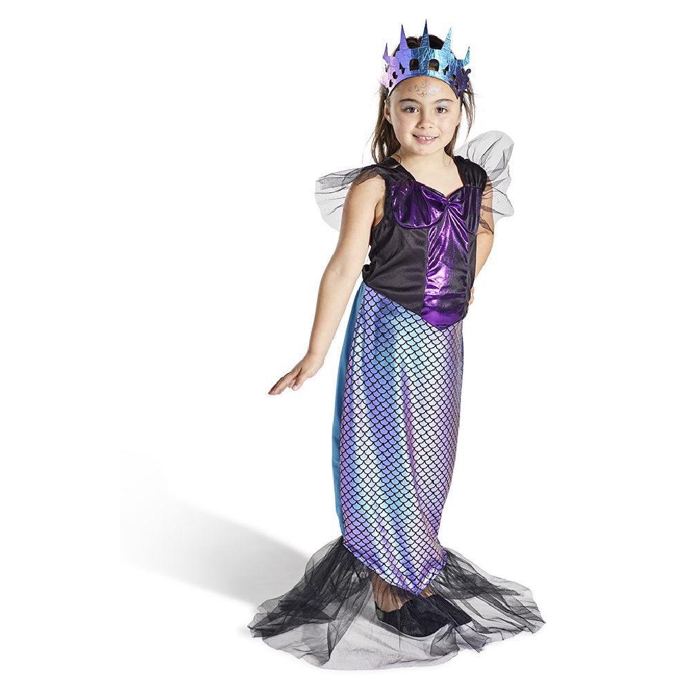 Déguisement enfant sirène robe et serre-tête noir et violet 11/14ans