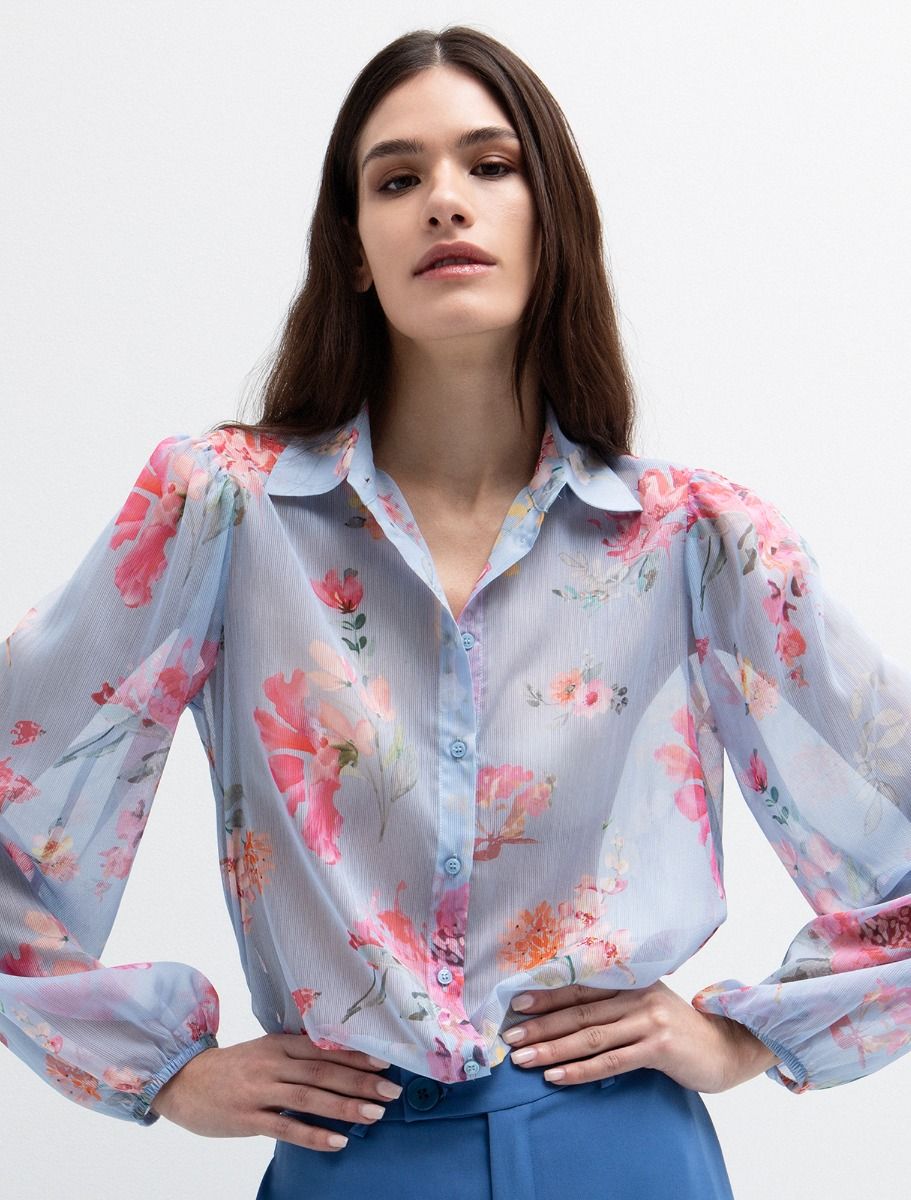 Ανάγλυφο πουκάμισο φλοράλ