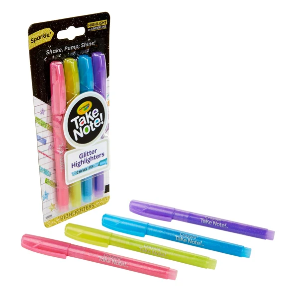 Crayola Take Note! Glitter Highlighters- 4pc