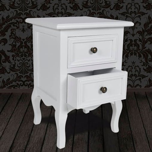 NNEVL Nightstand with 2 Drawers MDF White