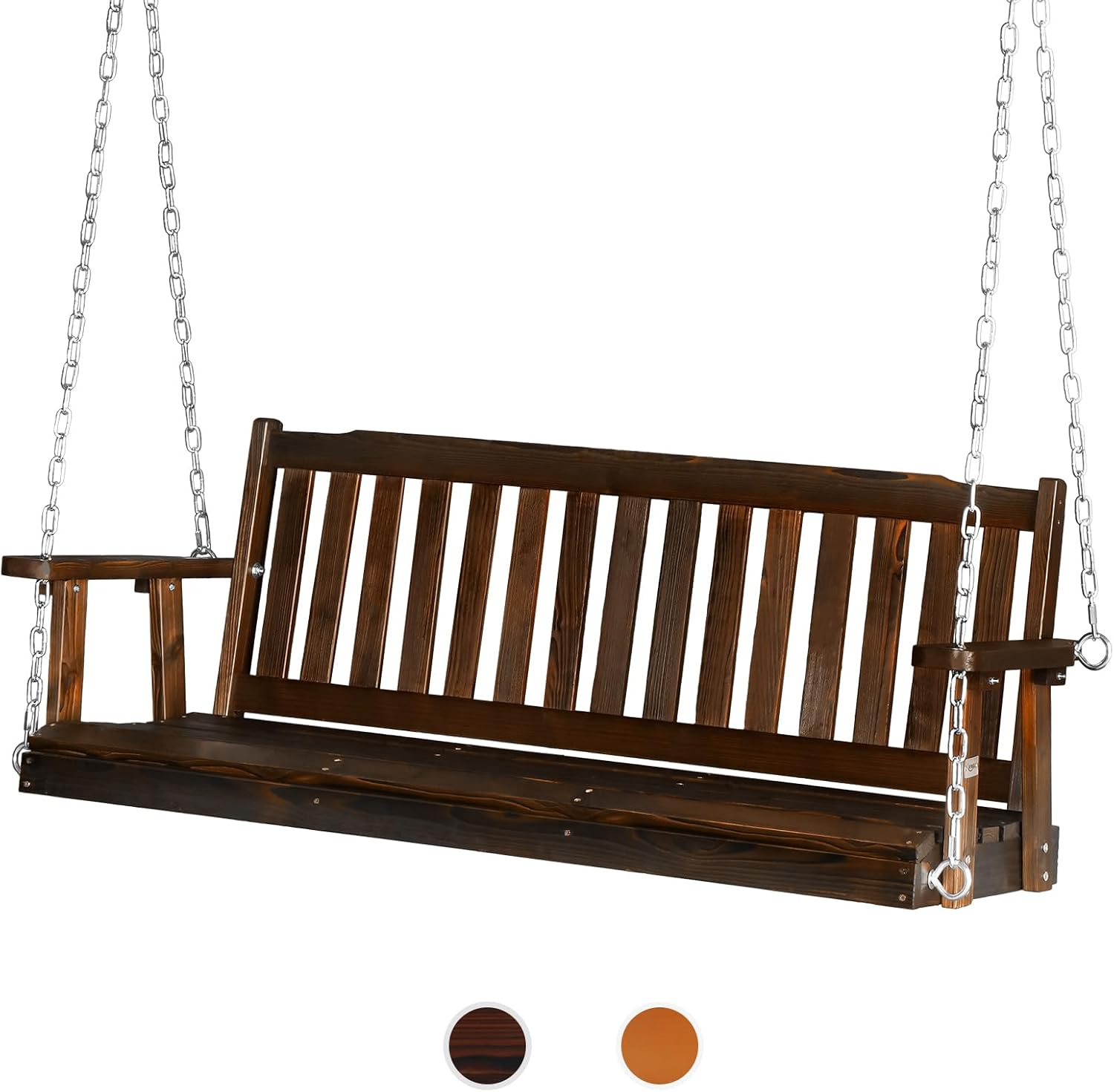 VINGLI Heavy Duty 880 LBS 5 FT Wooden Porch Swing Outdoor  Outdoor Hanging Swing Bench (5 FT  Rustic)