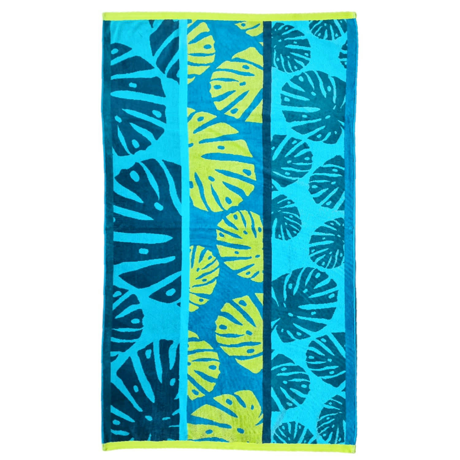 PLAGE - Serviette de plage éponge velours Jacquard Monstera 90x170