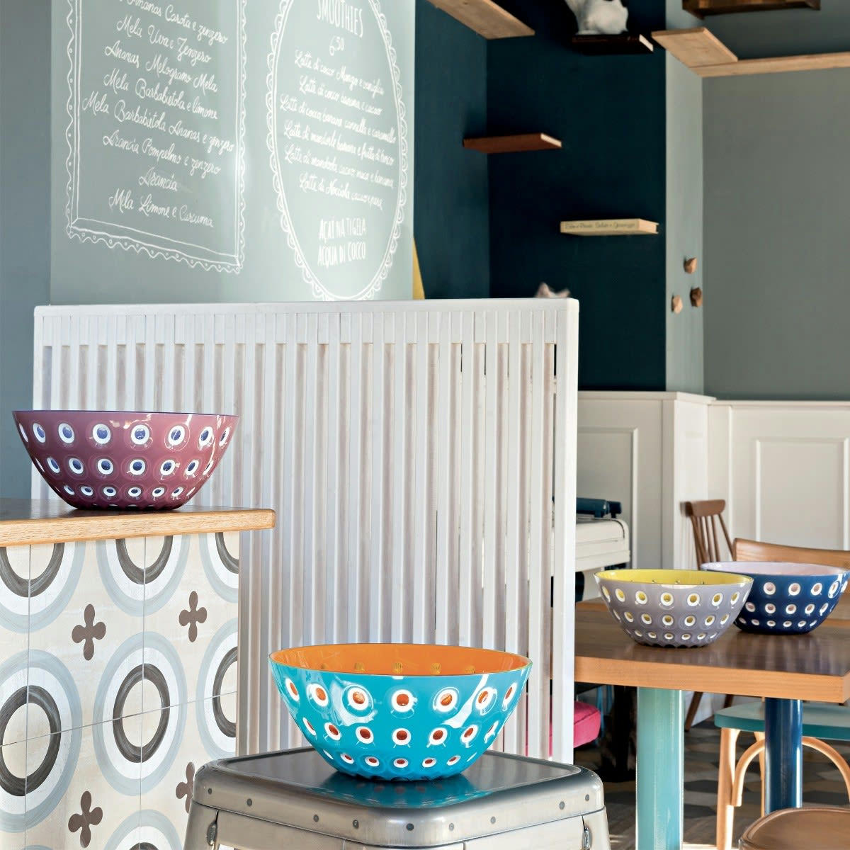 LE MURRINE - Saladier bleu turquoise et orange 25 cm