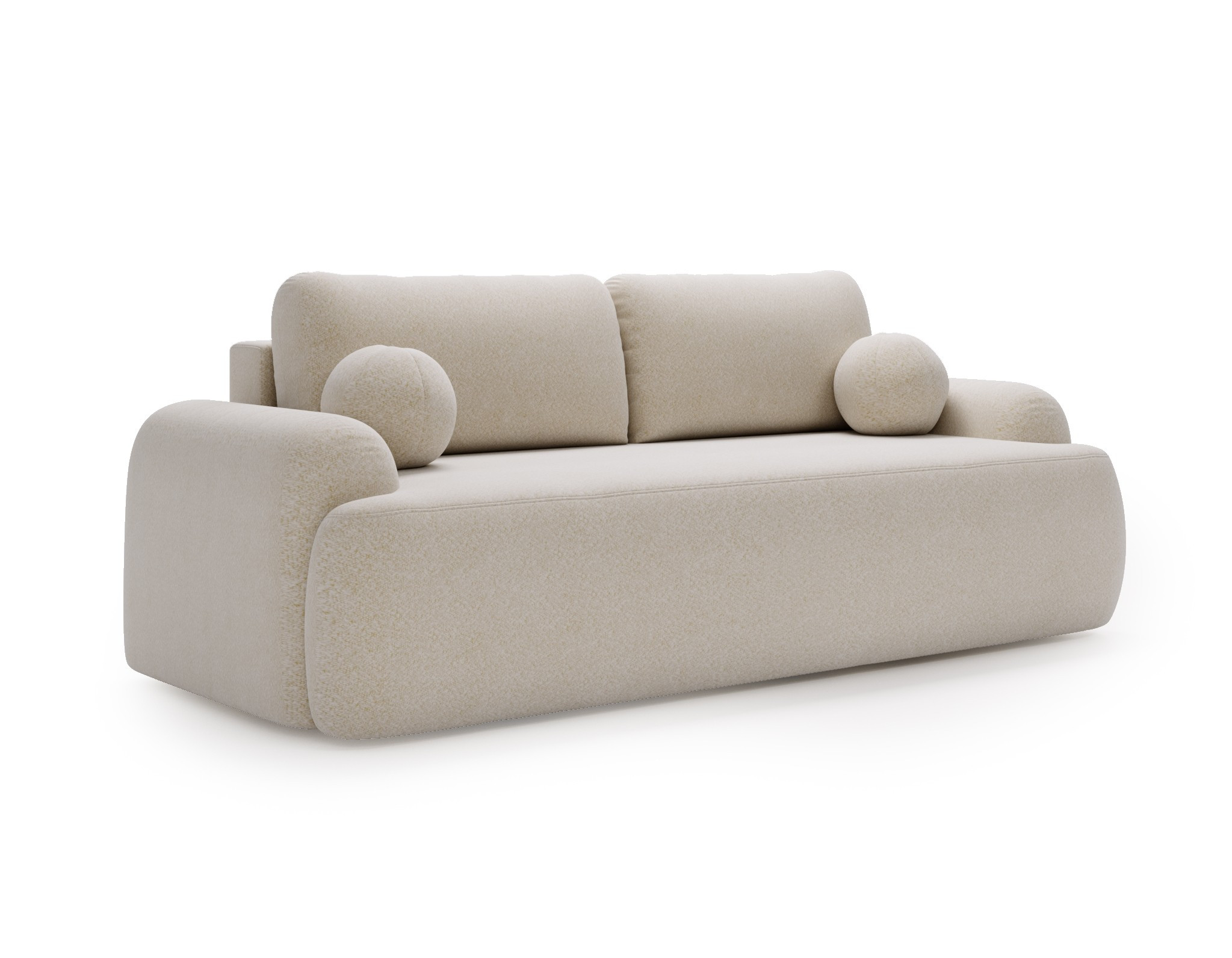 Stylowa kremowa sofa CLOUDY 260cm w tkaninie typu baranek z funkcją spania