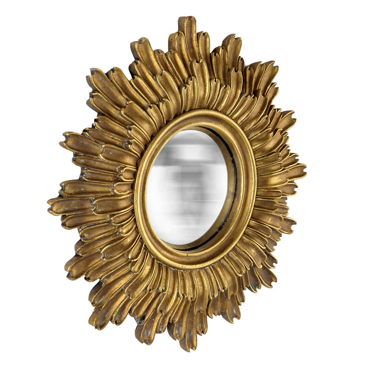 - Miroir soleil convexe doré 24cm
