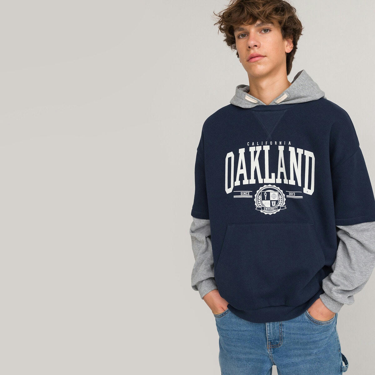 Sweat oversize à capuche campus molleton unisexe