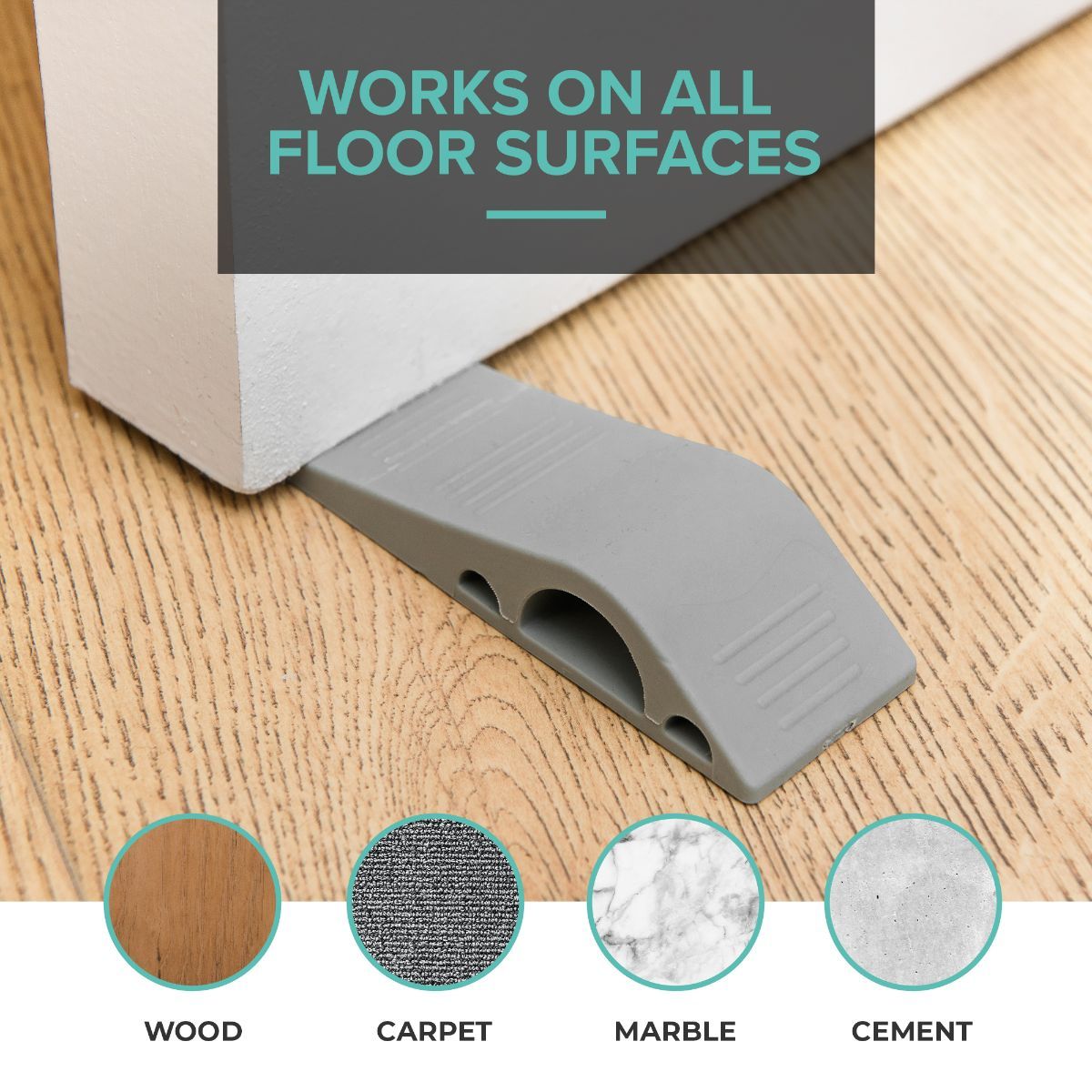 LIVIVO Heavy Duty Door Stopper Wedge with Holder Grey