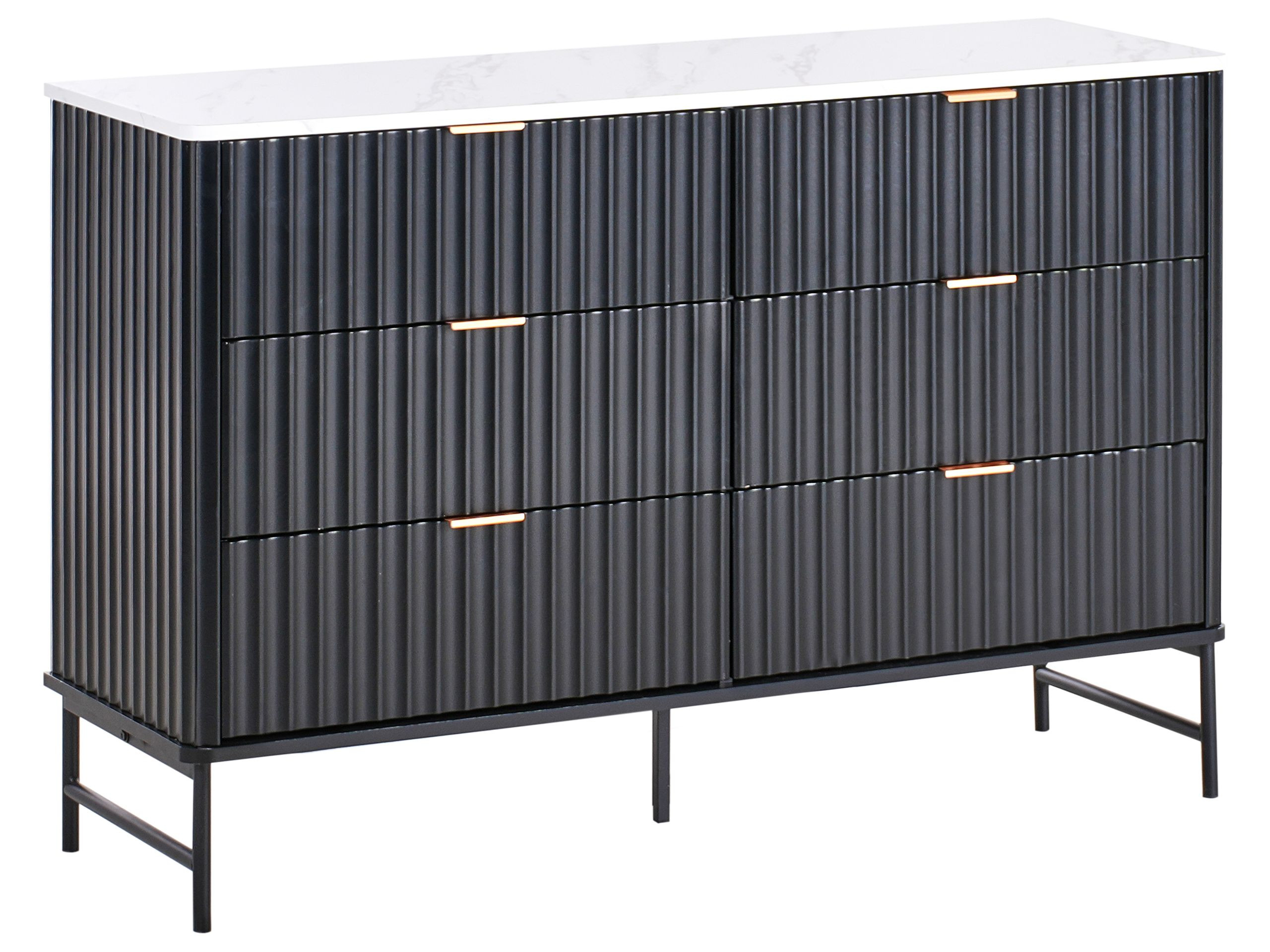 Komoda z 6 szufladami czarna MDF
