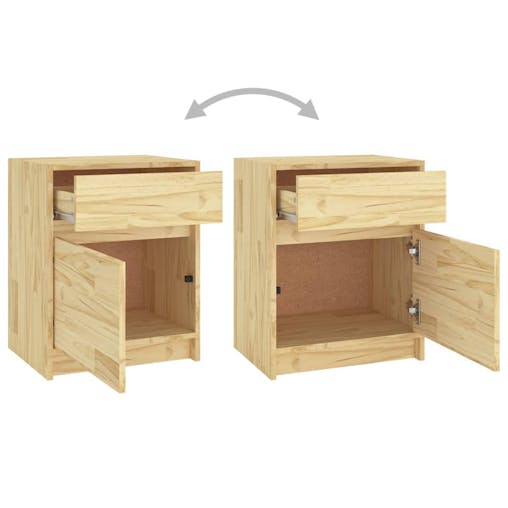 NNEVL Bedside Cabinet 40x31x50 cm Solid Pinewood