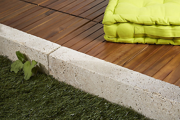 Bordure barette travertin 30 x 10 x 10 cm pierre naturelle